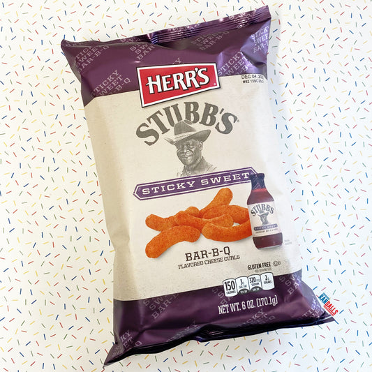 herrs sticky sweet bar-b-q curls large, barbecue, crisps, chips, cheese puffs, usa, randalls