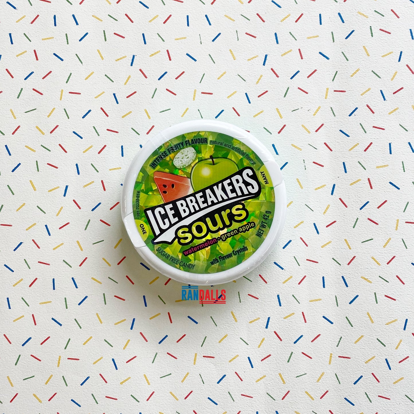 ice breakers sours watermelon, green apple, mint, candy, sweets, usa, randalls