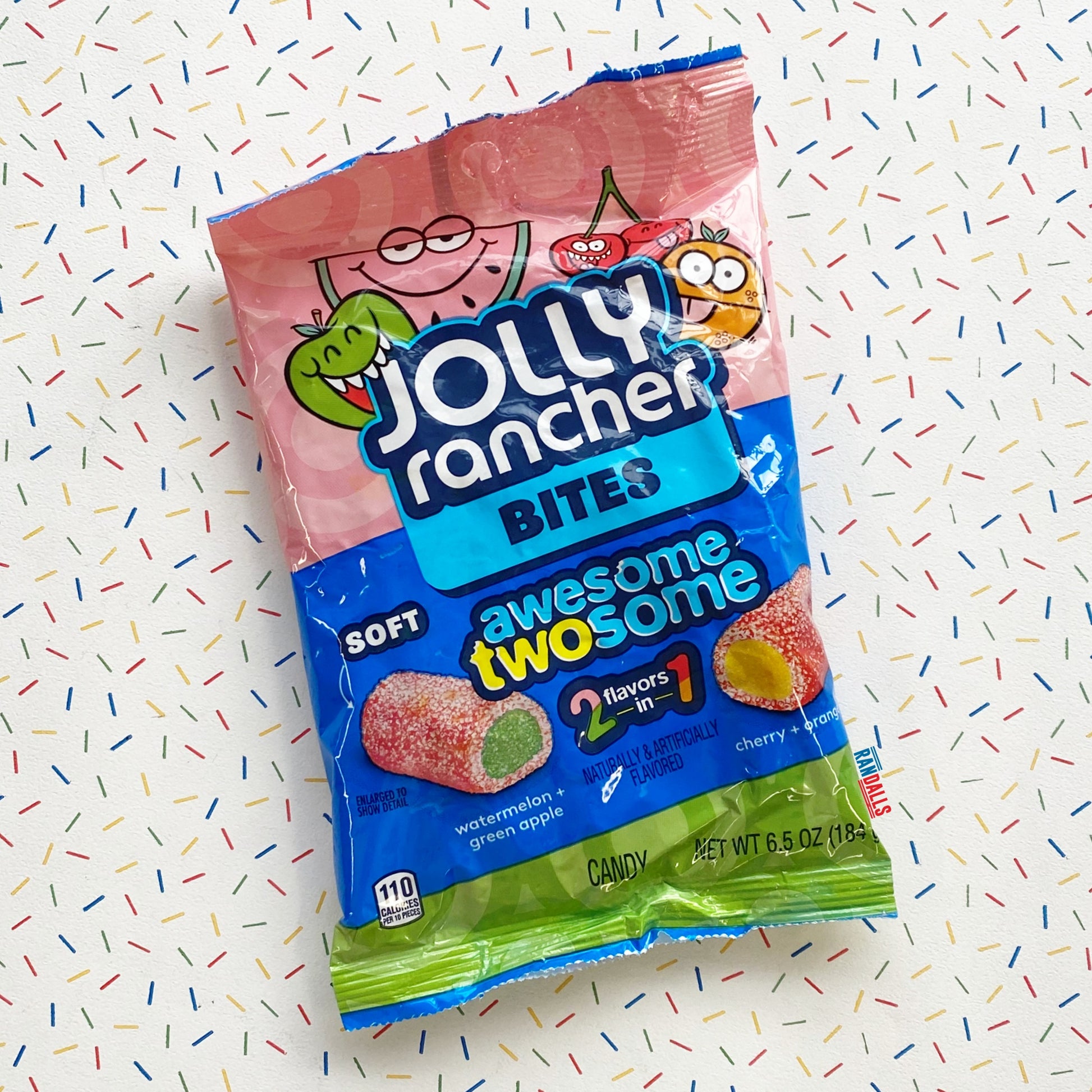 jolly rancher awesome twosome, chewy sweets, candy, watermelon and green apple, cherry and orange,usa, randalls