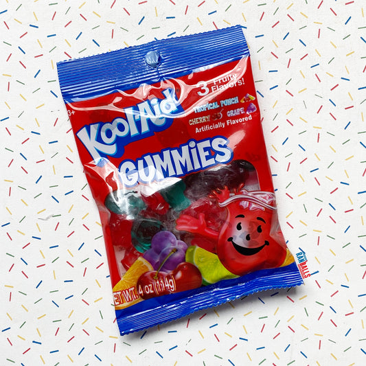 kool-aid gummies peg bag, candy, sweets, chewy, gummy, usa, tropical punch, cherry, grape, usa, randalls