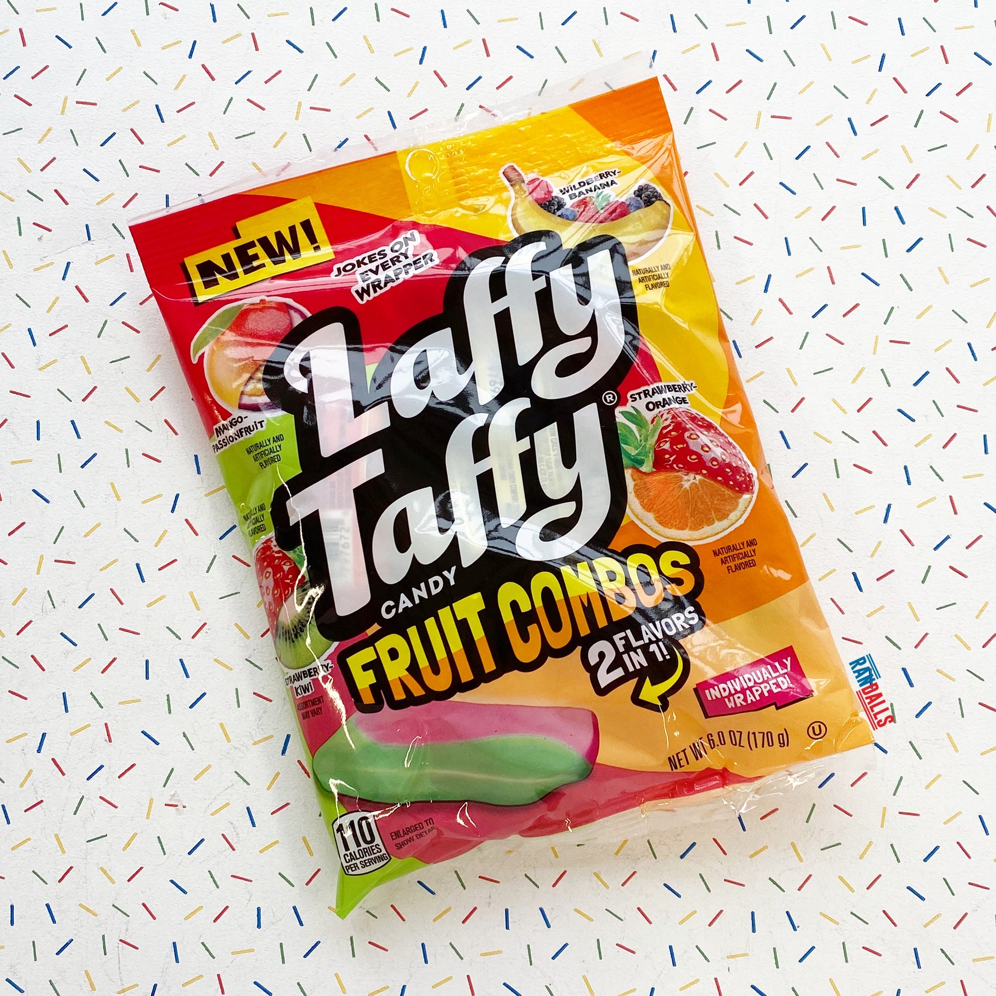 laffy taffy fruit combos bag, mango passionfruit, banana wild berry, strawberry orange, strawberry kiwi, candy, sweets, chewy, gummy, taffy, usa, randalls