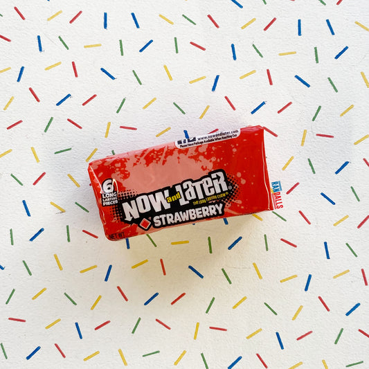 now and later strawberry fruit chews, chewy candy, gummy sweets, usa, randalls