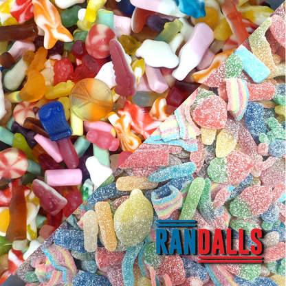 pick'n'mix, pick and mix, sour and non-sour sweets, candy, gummy, fizzy, chewy, randalls
