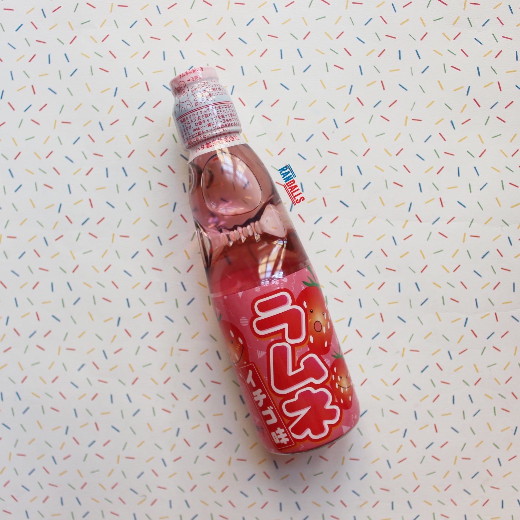 ramune strawberry, soda, marble, drink, japan, pop, fruit flavour, japanese, randalls, glass bottle