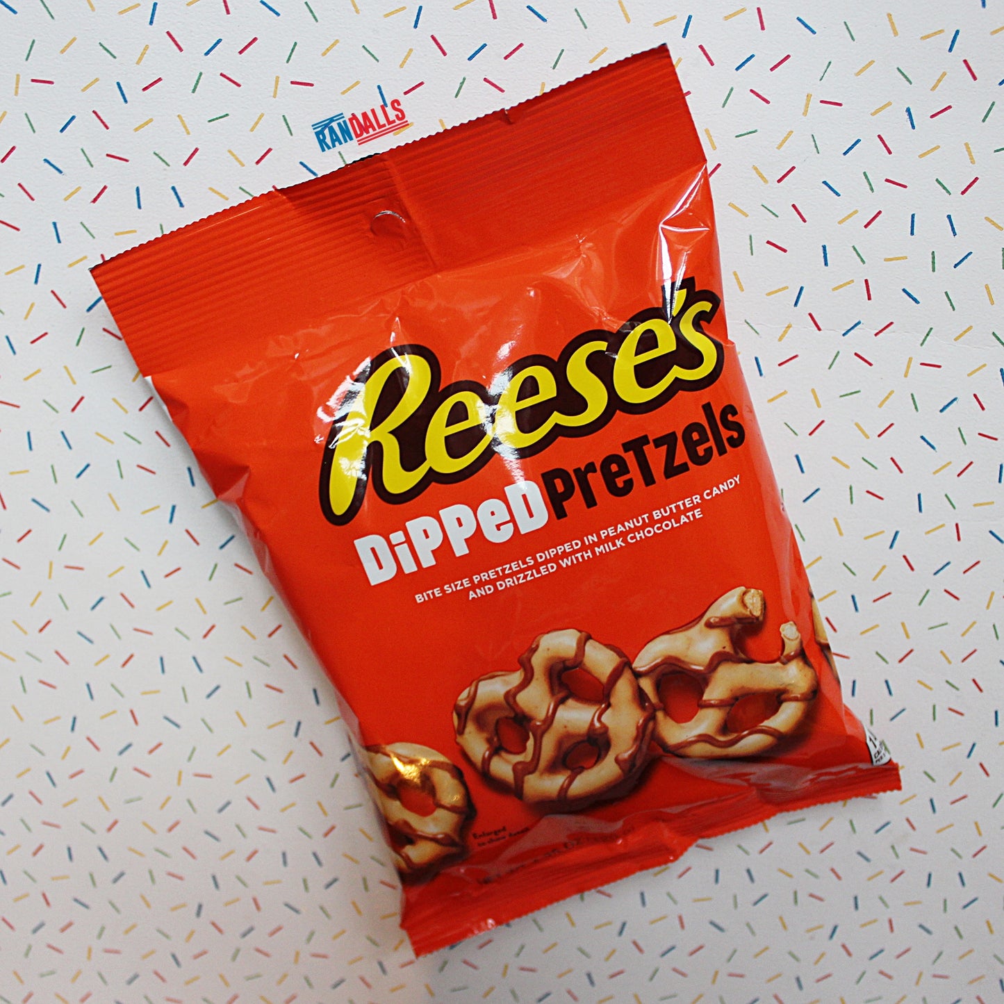 reese's dipped pretzels, chocolate, peanut butter, candy, drizzled, randalls