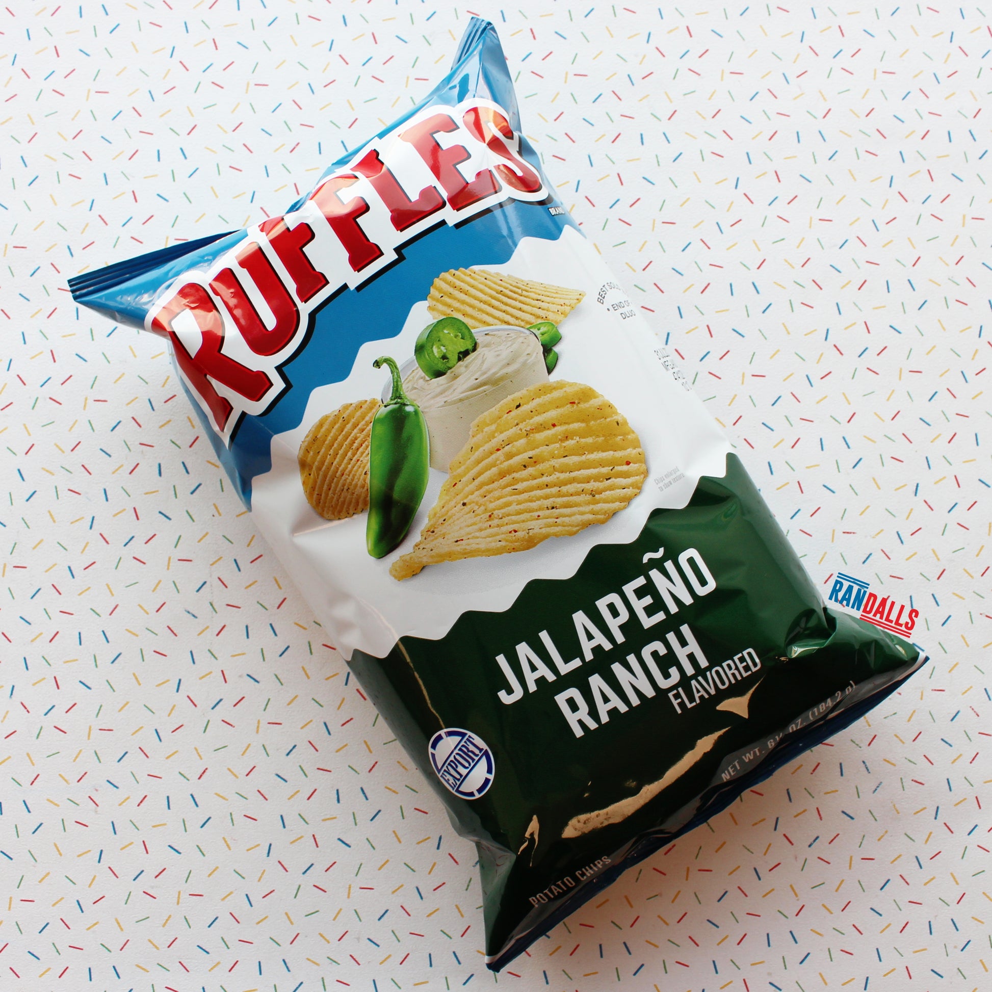 ruffles jalapeno ranch crisps, chips, ridged crisps, ridge, cheese, potato, usa, randalls