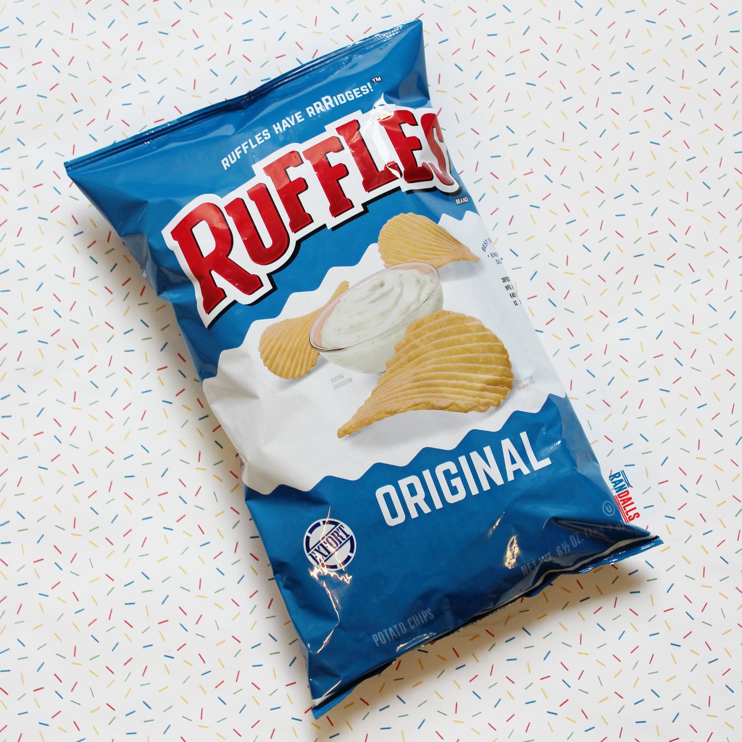 ruffles original large, ridged crisps, potato chips, salted, usa, randalls
