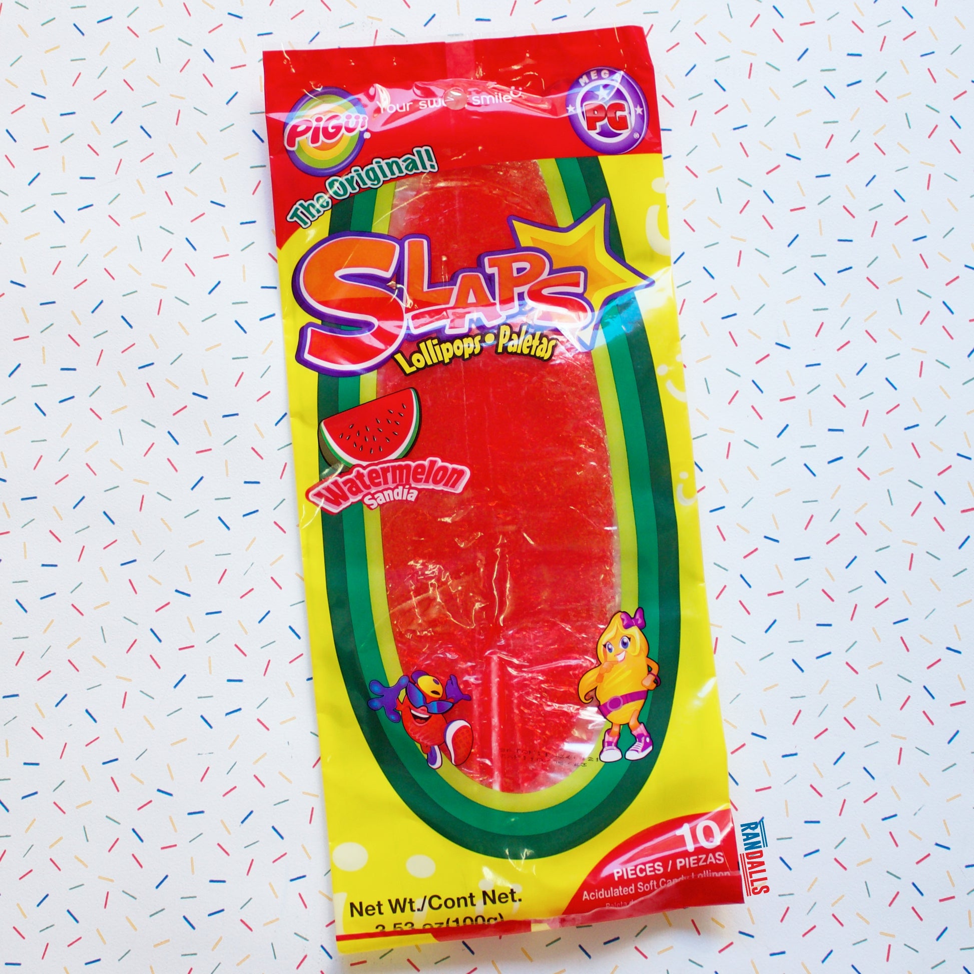 cachetada slaps watermelon 10 pack, lollipop, fruit sweets, candy, wrap lolly, pickle kit, randalls, mexico