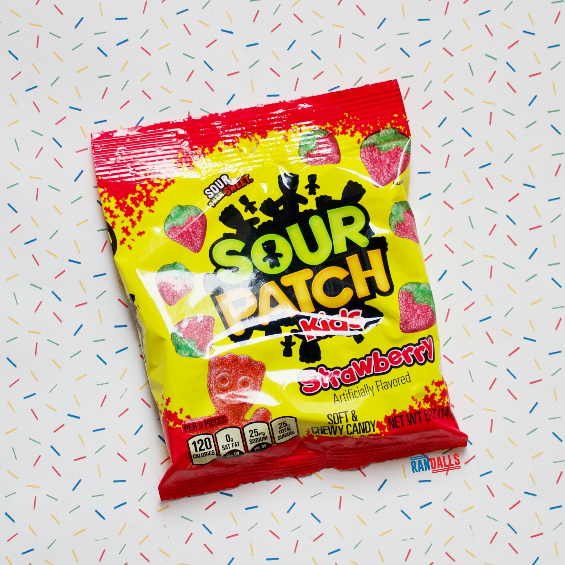 sour patch kids strawberry, gummy, sweets, candy, chewy, fizzy, sugared, fruit flavoured, usa, randalls