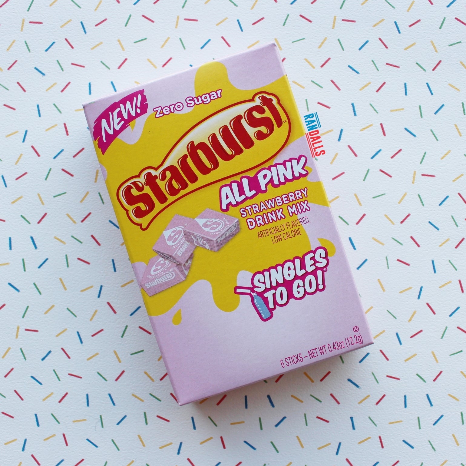 starburst all pink strawberry drink mix singles to go sachets, 6 in a pack, sweets, candy, watertok, tiktok, trend, usa, randalls