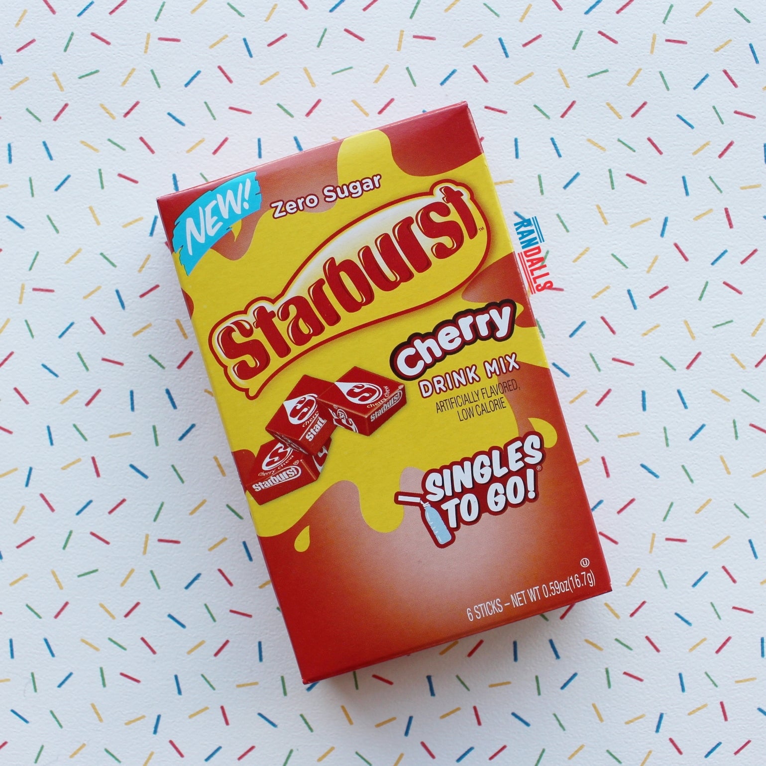 starburst cherry drink mix singles to go sachets, 6 in a pack, sweets, candy, watertok, tiktok, trend, usa, randalls