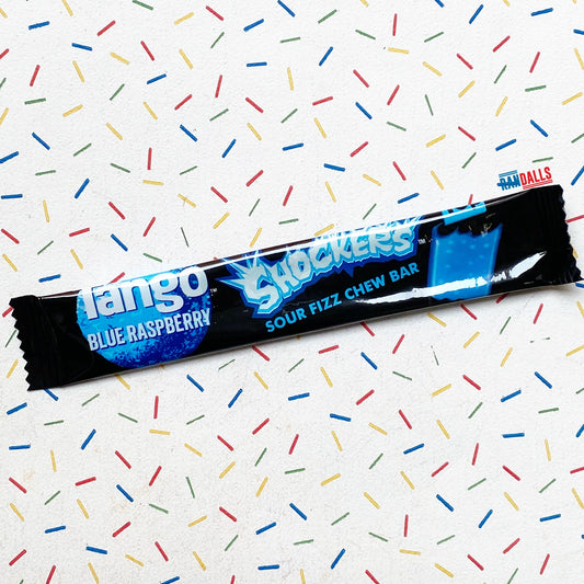 tango blue raspberry shockers, sour fizz chew bar, chewy, sour, blue raspberry, randalls