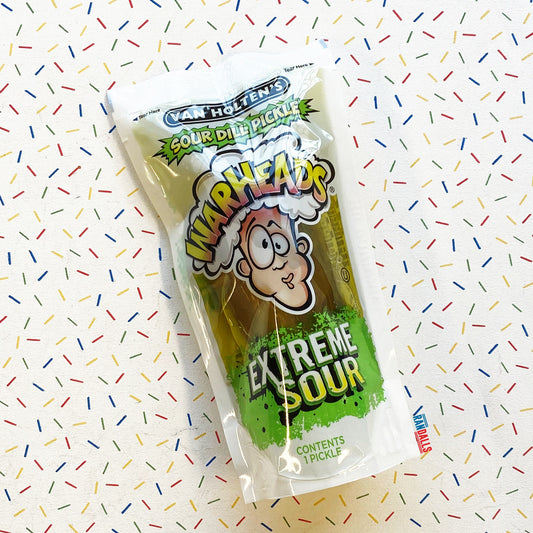 van holten's sour dill pickle, sour warheads, extreme sour, pickle, gherkin, usa